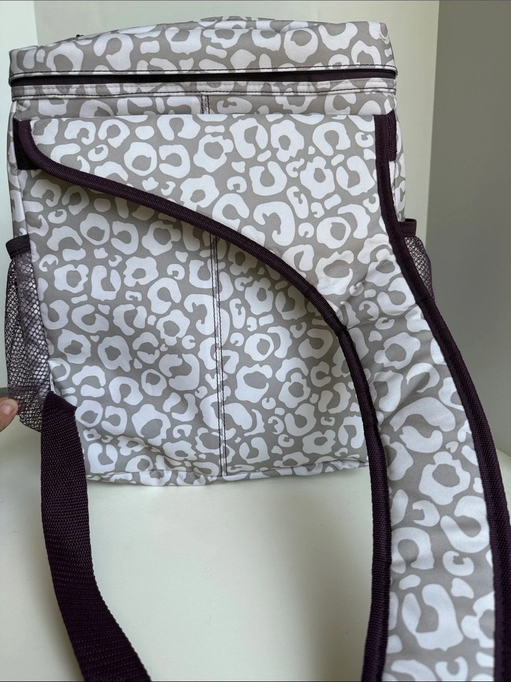 Thirty-one Leopard Print Backpack in Taupe & Purple